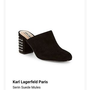 BRAND NEW Karl Lagerfield Suede Blocked Heel Mule